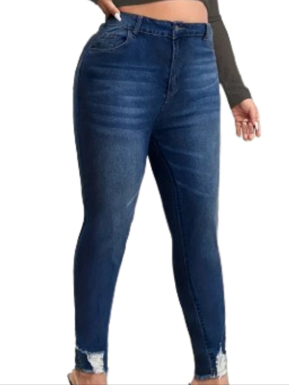 California Vintage High-Stretch Blue Skinny Frayed Raw Hem Jeans Sz 11